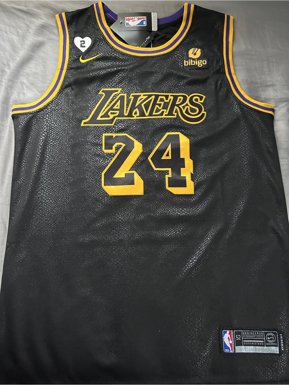 Nike Black and Gold Lakers #24 Basketball Jersey